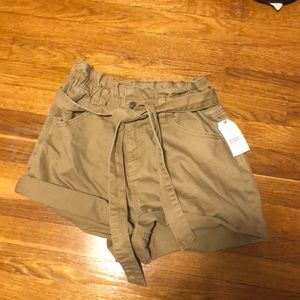 Paper bag tan shorts